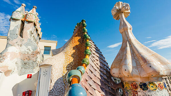 Rooftops on Block of Discord, Barcelona, Spain