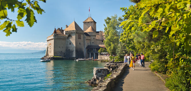Chateau on Lake Geneva, Switzerland