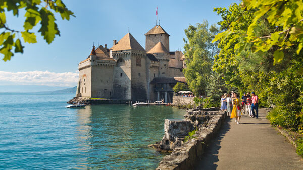 Chateau on Lake Geneva, Switzerland