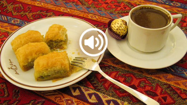 Baklava and Turkish coffee, Istanbul, Turkey