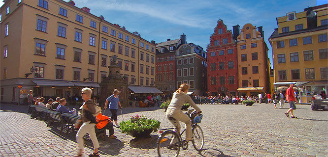 colorful buildings in old town stockholm