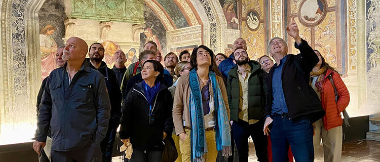 Rick smiling with new guides, Orvieto, Italy