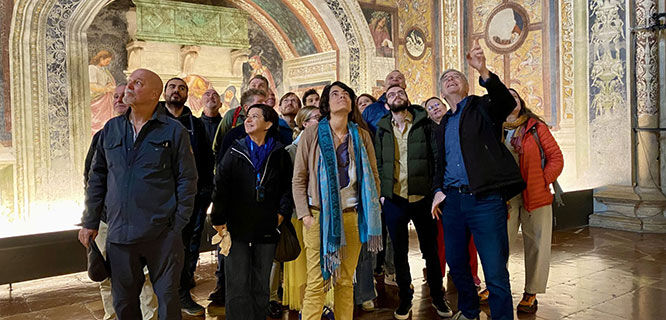 Rick smiling with new guides, Orvieto, Italy