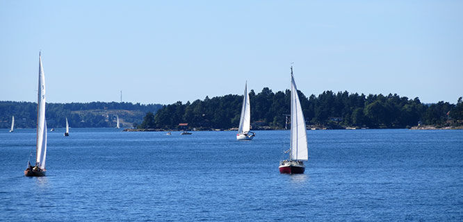 sailboats on the water of stockholm archipeligo