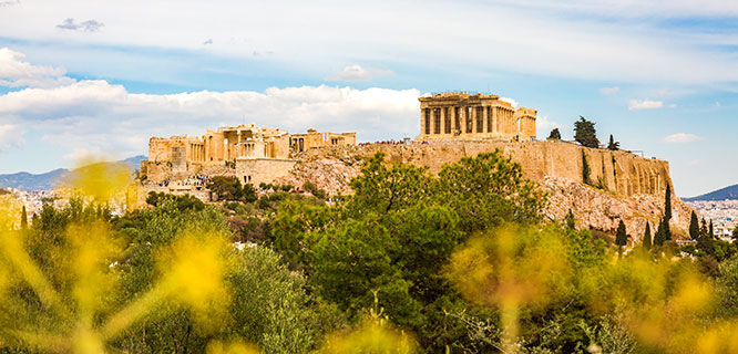 greek-ruins-on a hill above athens