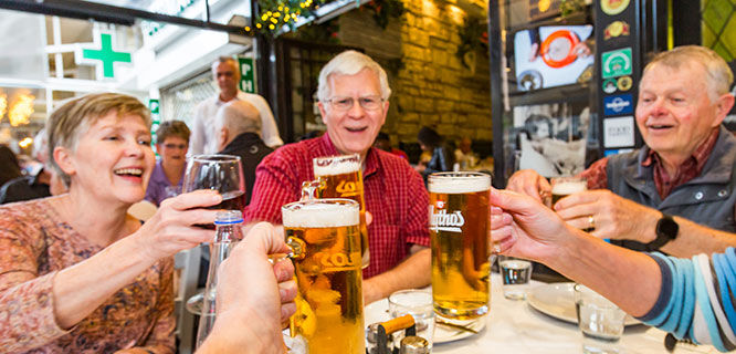 group of people toasting