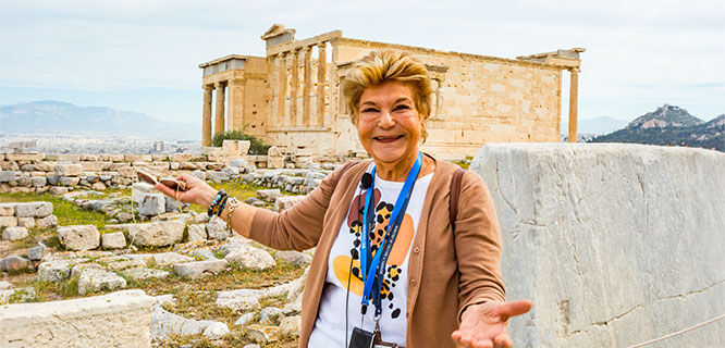a woman at the acropolis in athens