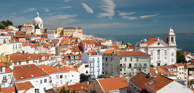 red rooftops and white buildings in lisbon