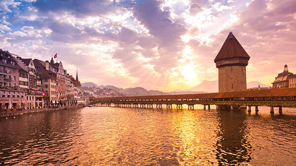 Chapel Bridge at dusk, Luzern, Switzerland
