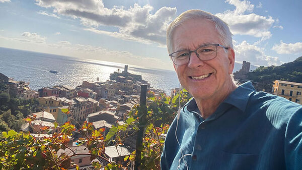 Rick selfie above Vernazza, Cinque Terre, Italy