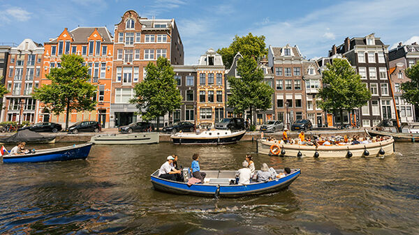 Boats on canal, Amsterdam, Netherlands
