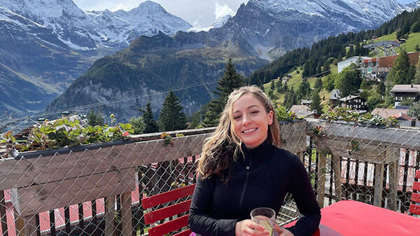 woman with alps in the background