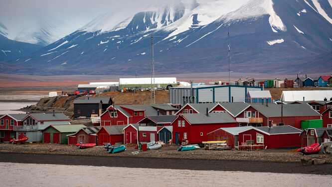 Boathouses in Longyearbyen, Svalbard, Norway