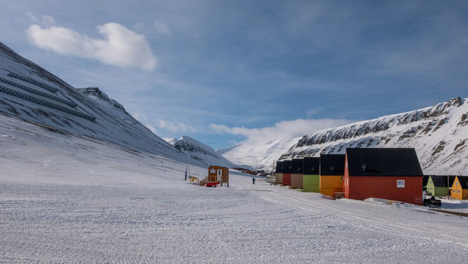 Bright colored houses in Longyearbyen, Svalbard, Norway - photo credit: Gunnar Ridderstrom