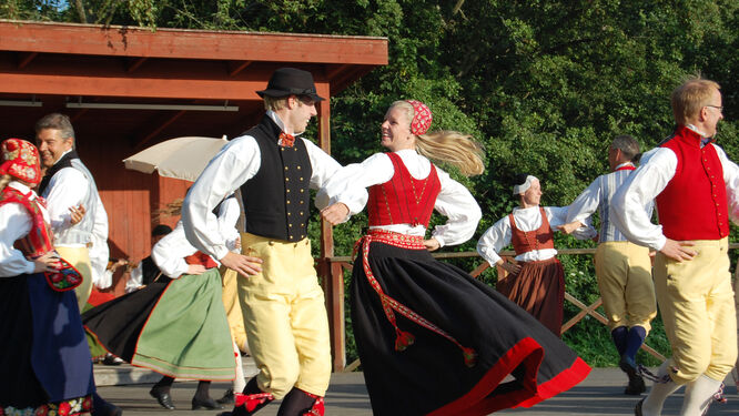 Traditional dancing at Skansen Open-Air Folk Museum, Stockholm, Sweden