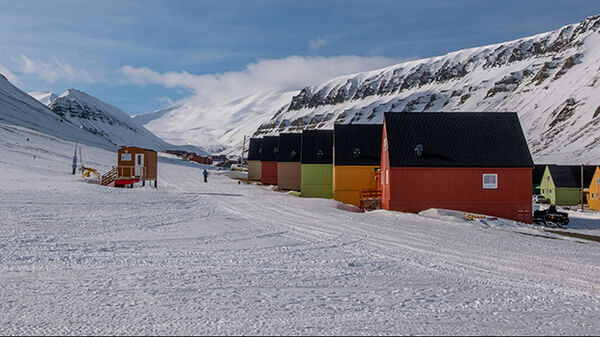 Houses in the snow, Svalbard, Norway
