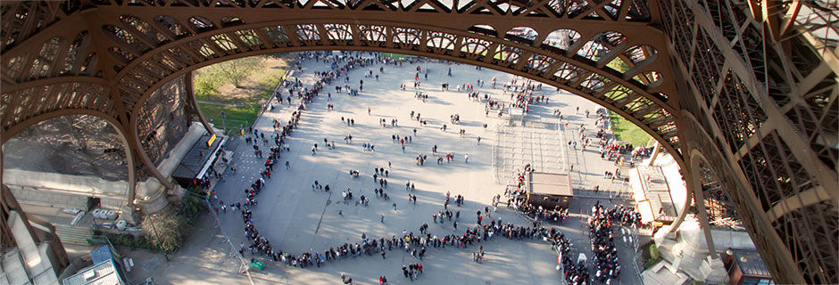 Entrance lines at Eiffel Tower, Paris
