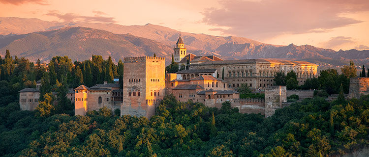 Alhambra at sunset, Granada, Spain