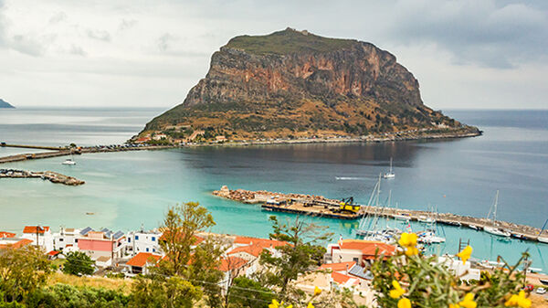 Overview of rock, Monemvasia, Greece