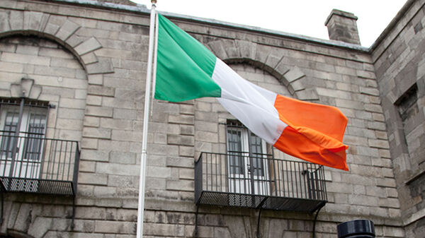 Ireland flag flying, Dublin, Ireland